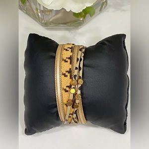 2/$25 NEW Brown Black Leopard bead vegan leather bangle bracelet women trendy